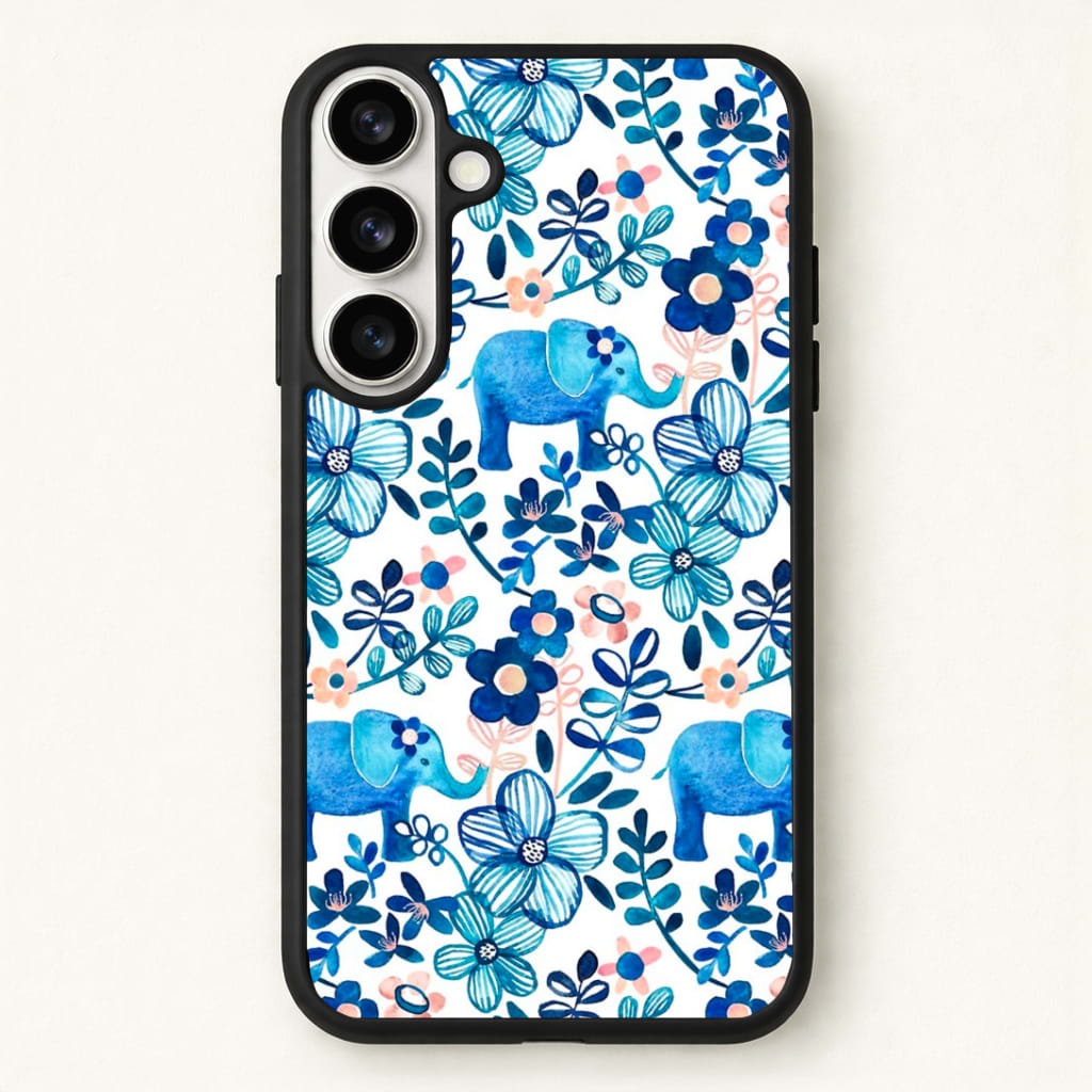 Elephant and Floral Pattern Phone Case - Galaxy S26 / Standard