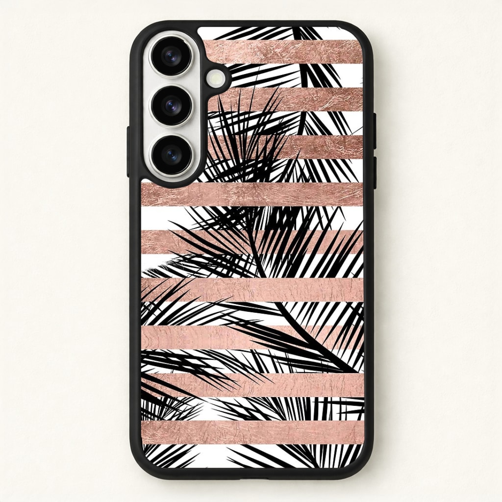 Rose Gold Tropical Palm Leaf Pattern Phone Case - Galaxy S26 / Standard