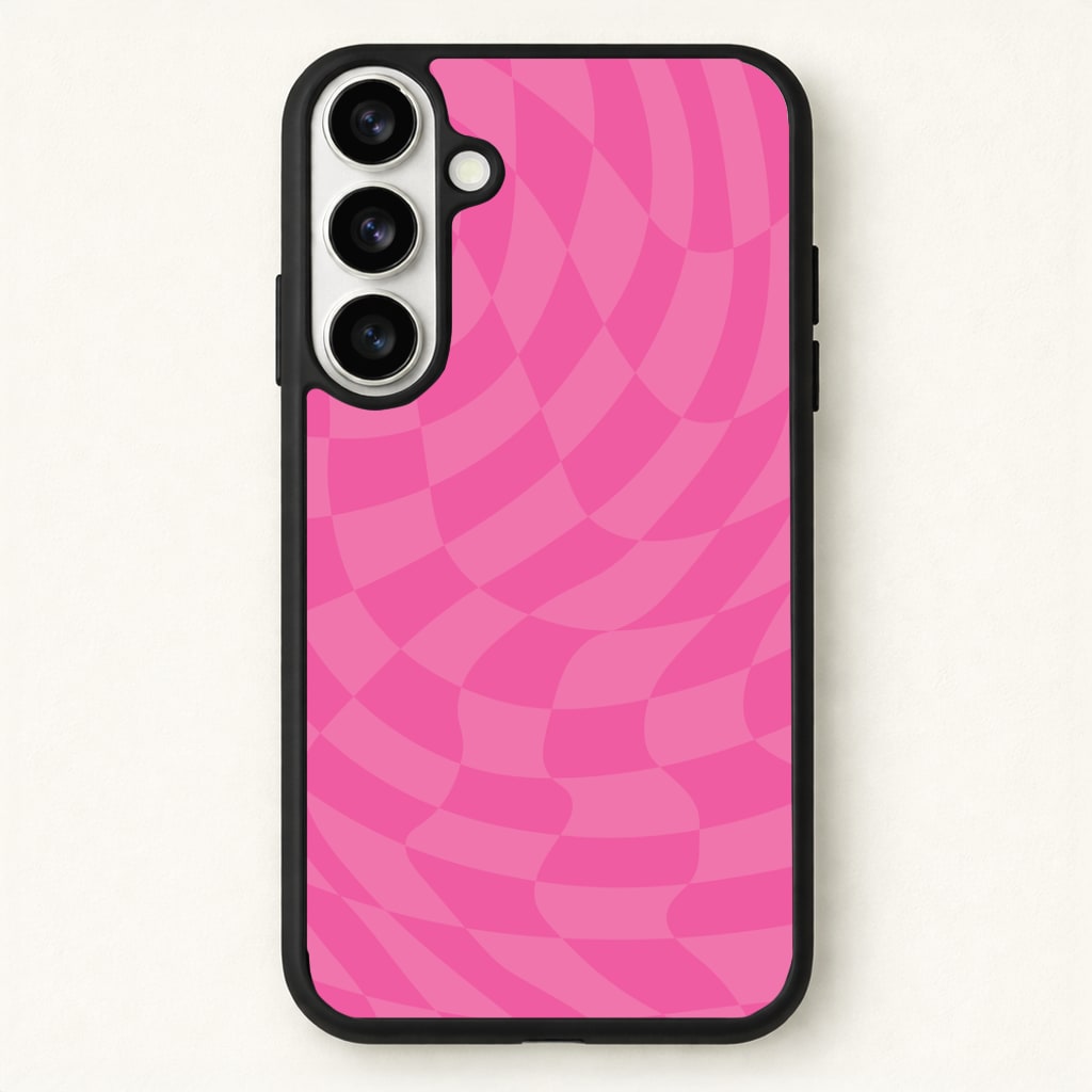 Pink Trippy Checkerboard Pattern Phone Case - Galaxy S26 / Standard