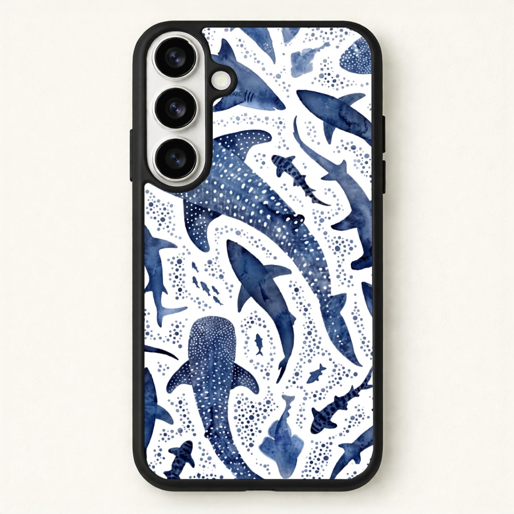 Indigo Watercolour Sharks Phone Case