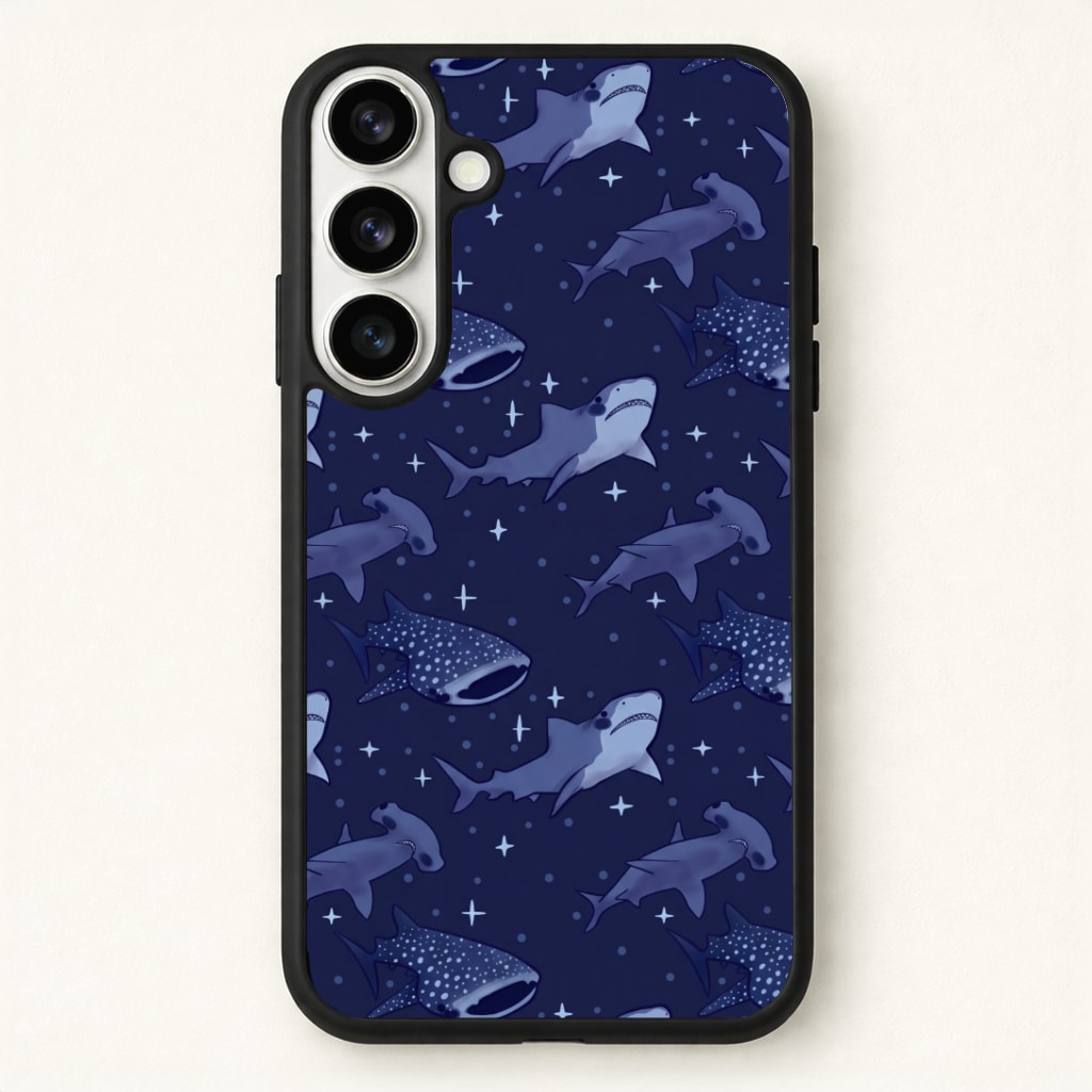 Navy Shark Pattern Phone Case
