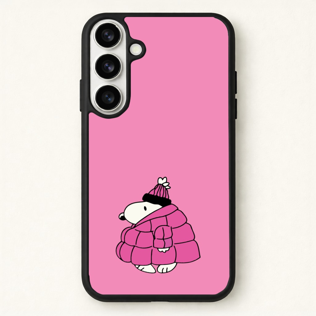 Cartoon Beagle Puffer Jacket Pink Phone Case - Galaxy S26 / Standard