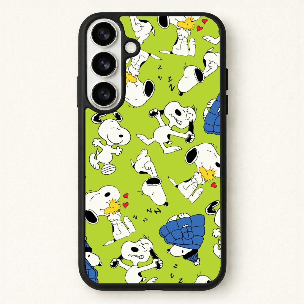 Lime Green Cartoon Beagle Pattern Phone Case - Galaxy S26 / Standard