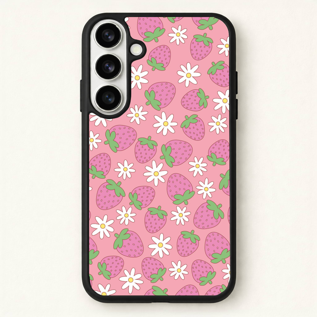 Pink Strawberries - Spring Patterns Phone Case - Galaxy S26 / Standard