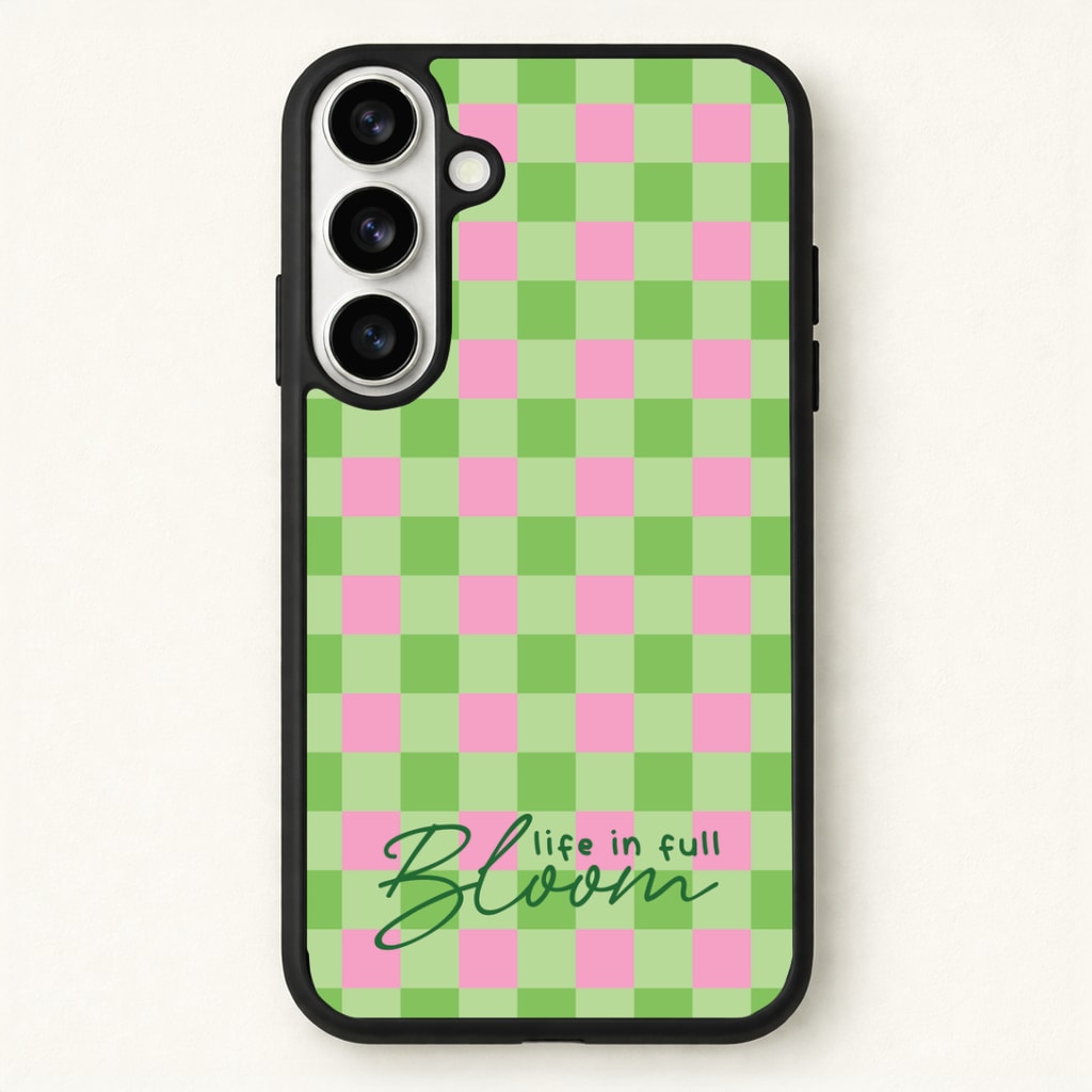 Life In Full Bloom Checkered Phone Case - Galaxy S26 / Standard