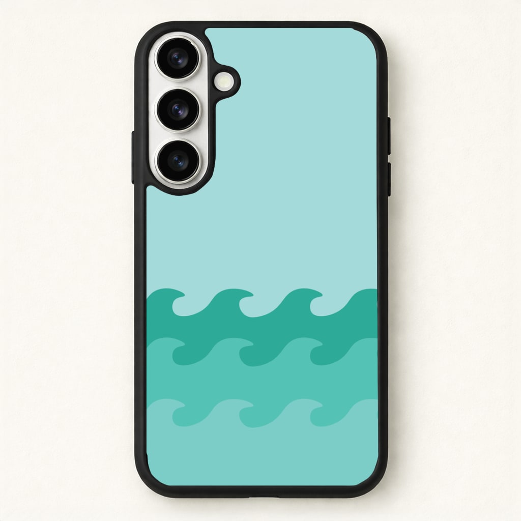 Cyan Beach Waves Pattern Phone Case - Galaxy S26 / Standard
