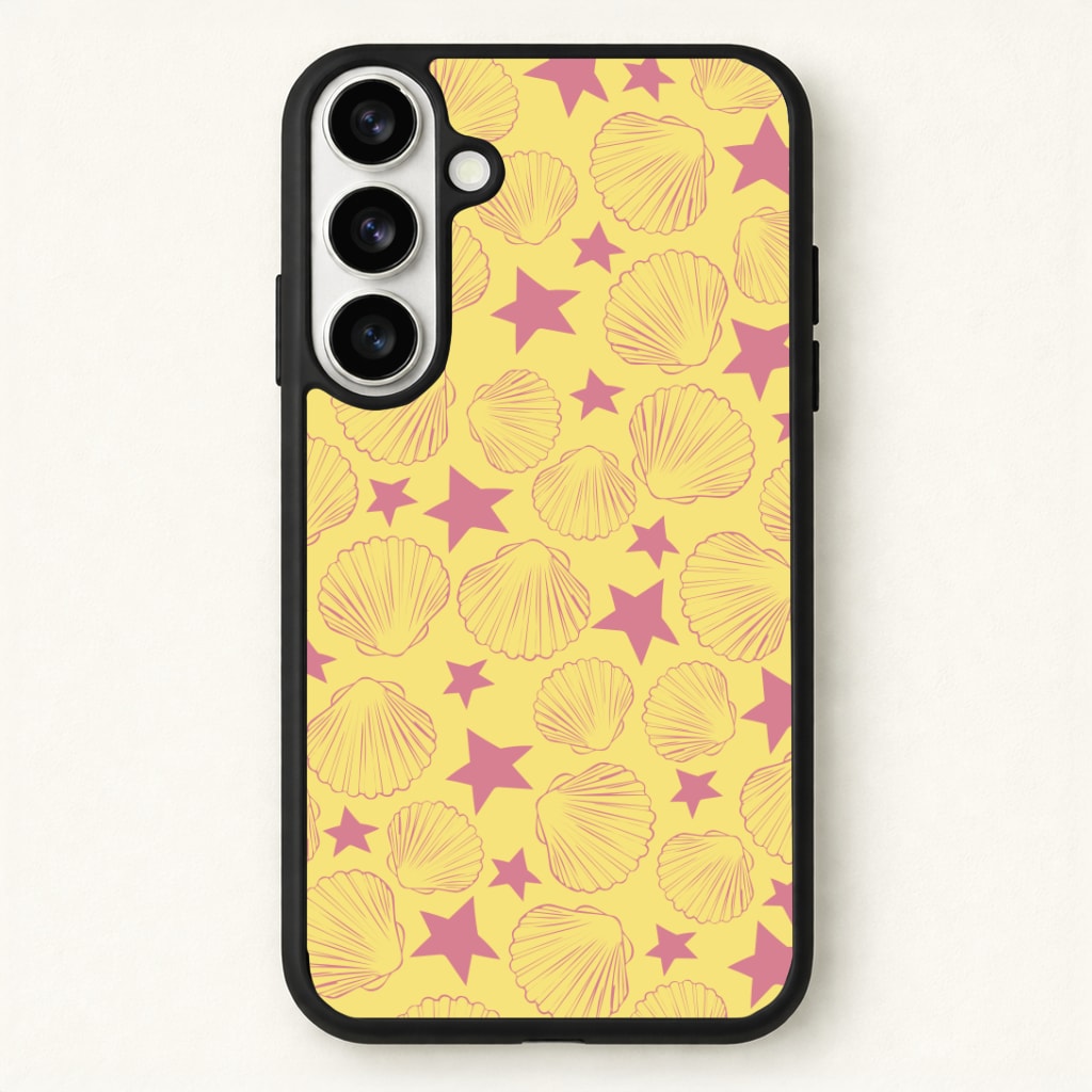 Seashells And Stars Yellow Pattern Phone Case - Galaxy S26 / Standard