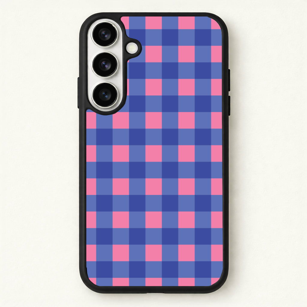 Pink And Blue Checkered Pattern Phone Case - Galaxy S26 / Standard