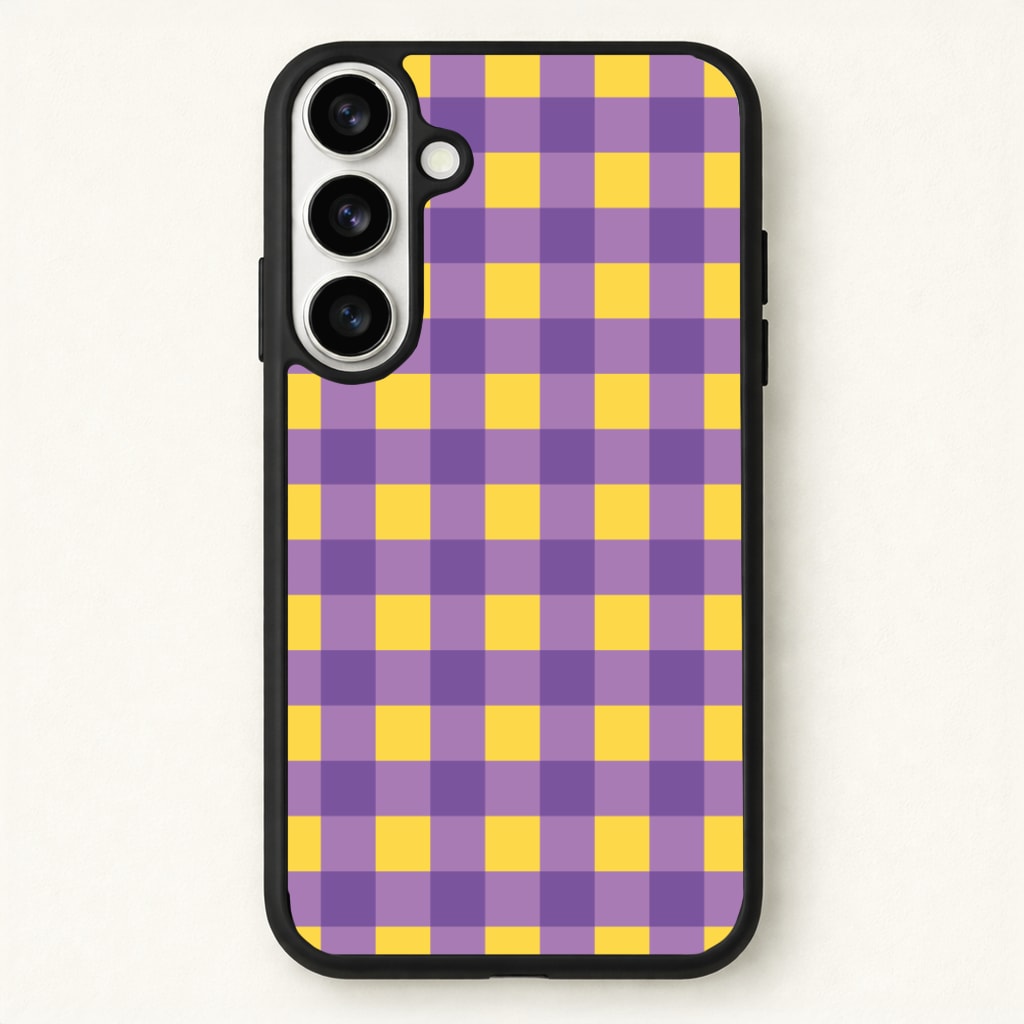Purple And Yellow Checkered Pattern Phone Case - Galaxy S26 / Standard