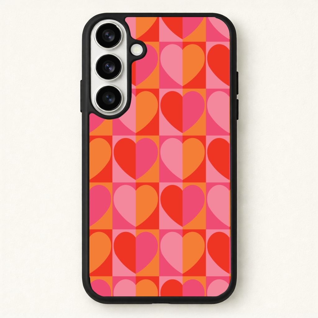 Sunset Hearts Pattern Phone Case - Galaxy S26 / Standard