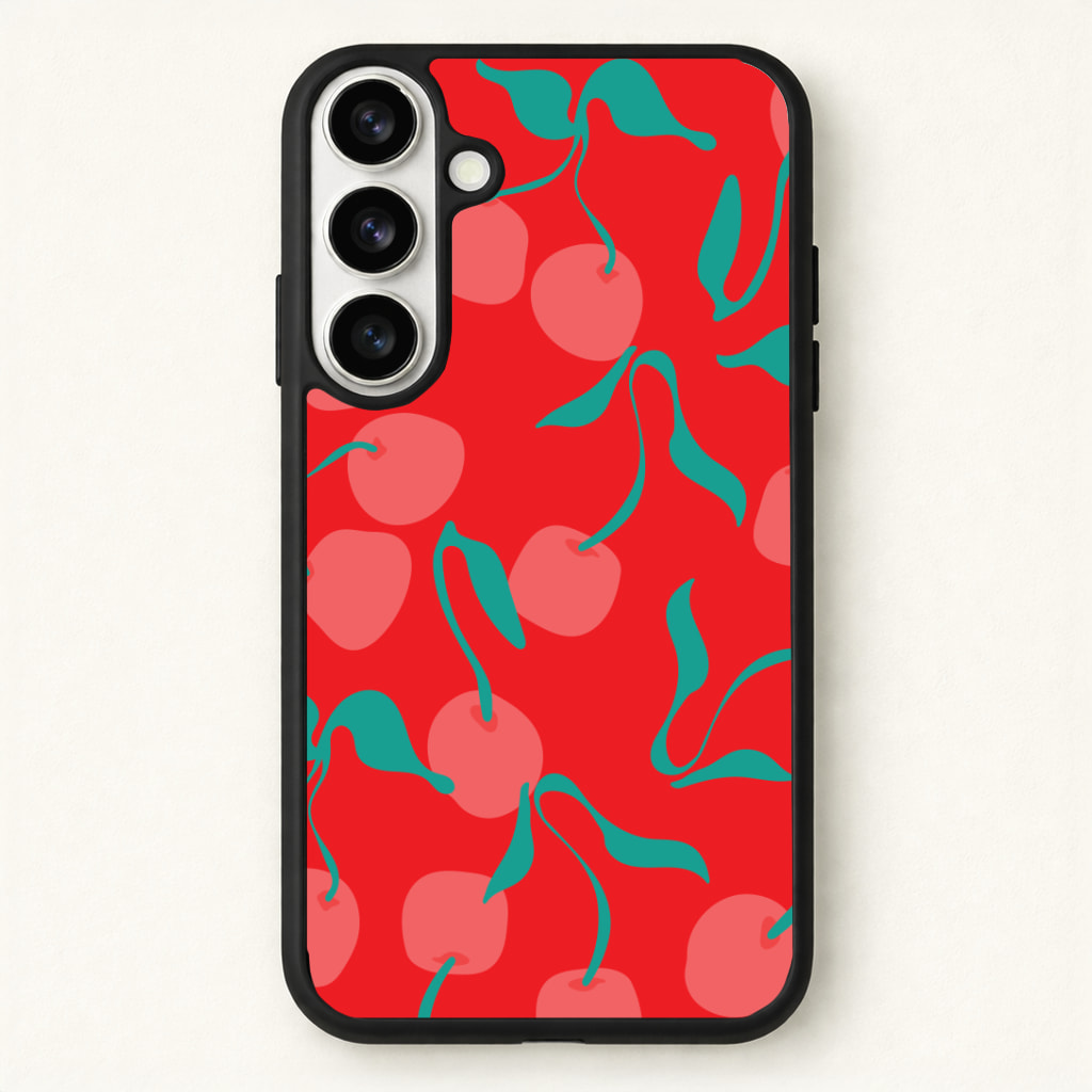 Red Abstract Cherries Pattern Phone Case - Galaxy S26 / Standard