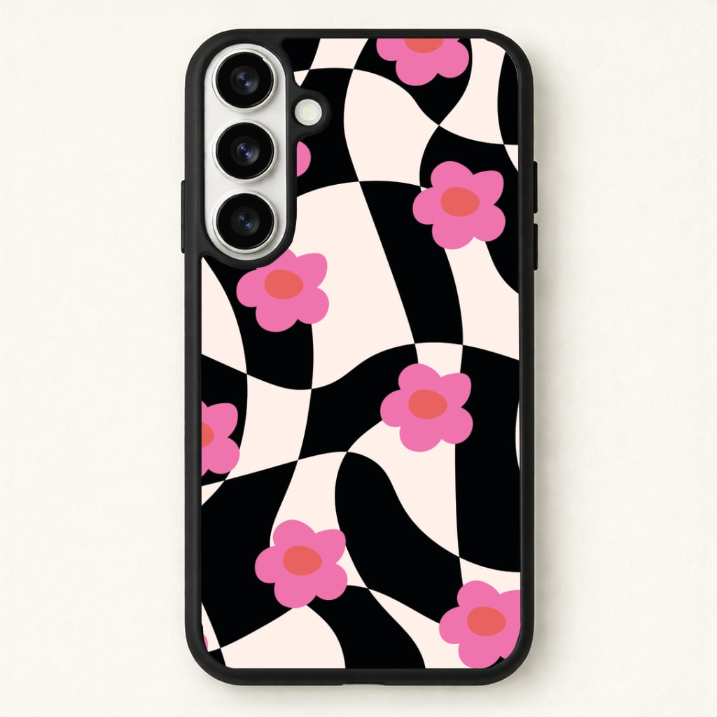 Checkboard Flowers - Trippy Patterns Phone Case - Galaxy S26 / Standard
