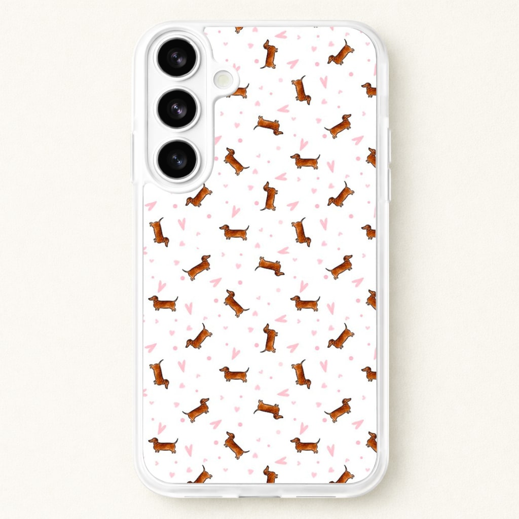 Dachshund Pattern - White Phone Case