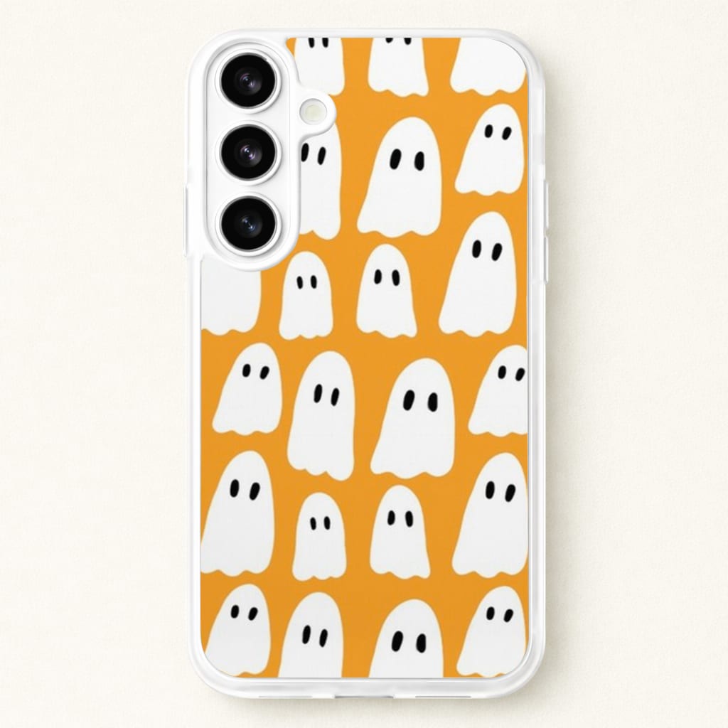 Orange Ghost Halloween Pattern Phone Case