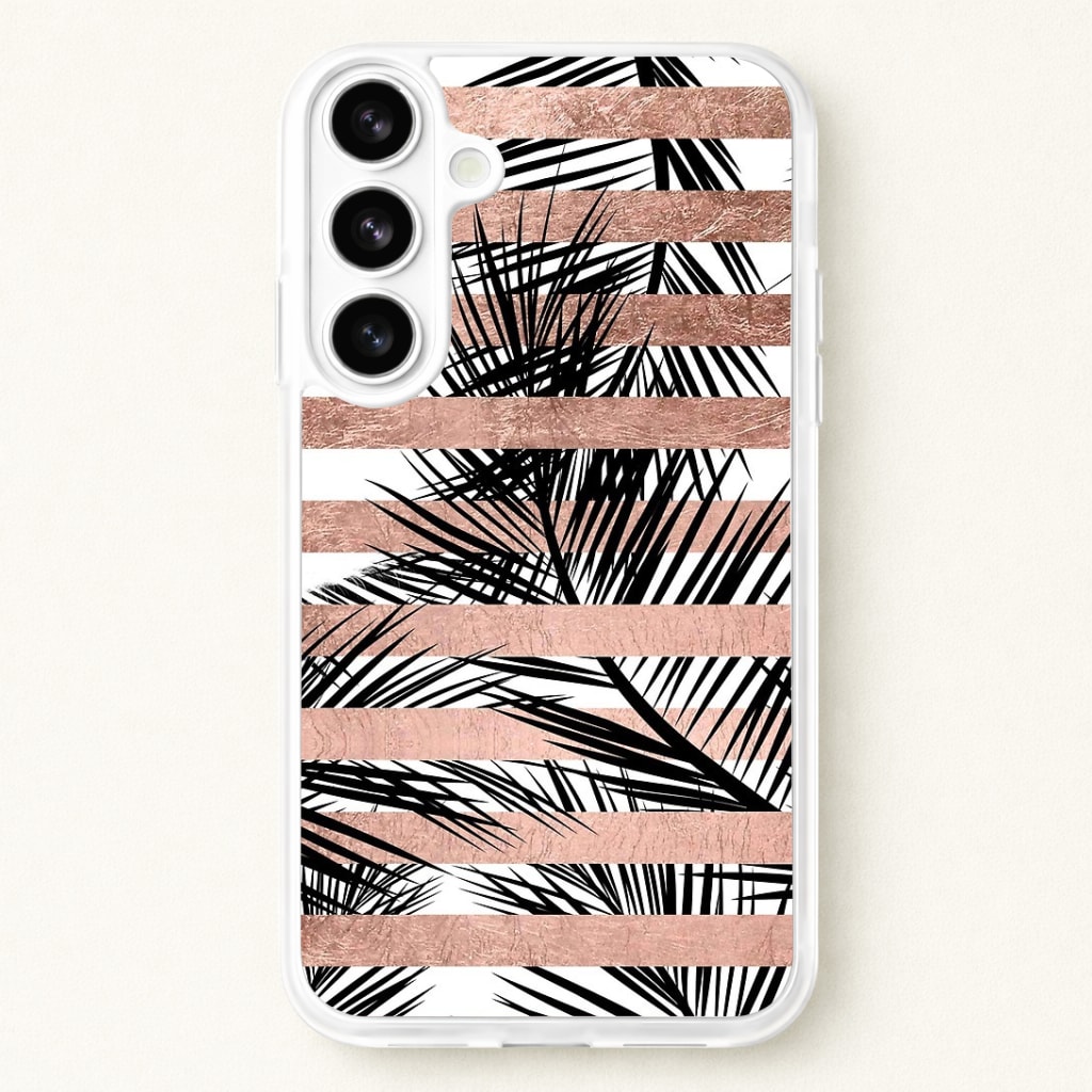 Rose Gold Tropical Palm Leaf Pattern Phone Case