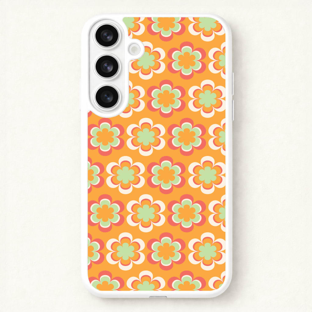 Orange Retro Flowers Pattern Phone Case