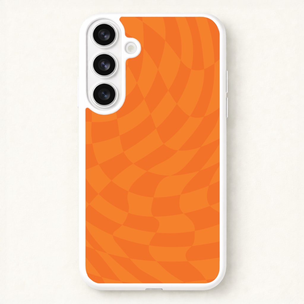 Orange Trippy Checkerboard Pattern Phone Case