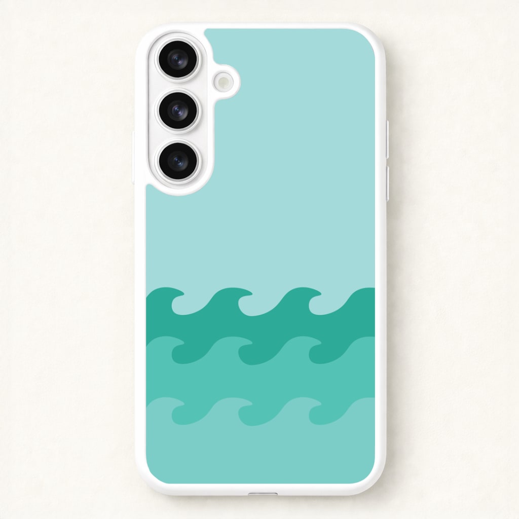 Cyan Beach Waves Pattern Phone Case