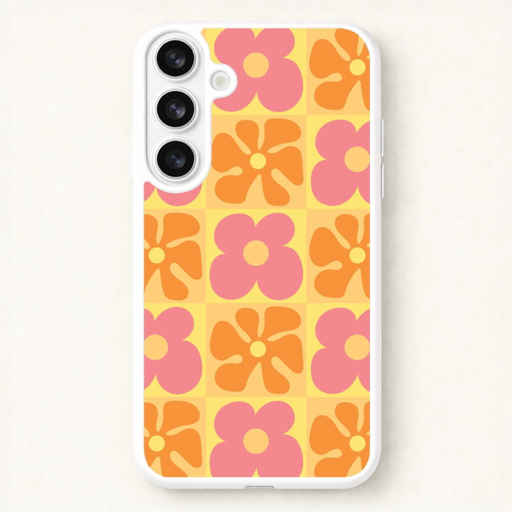 Summer Flowers Checkered Pattern Phone Case