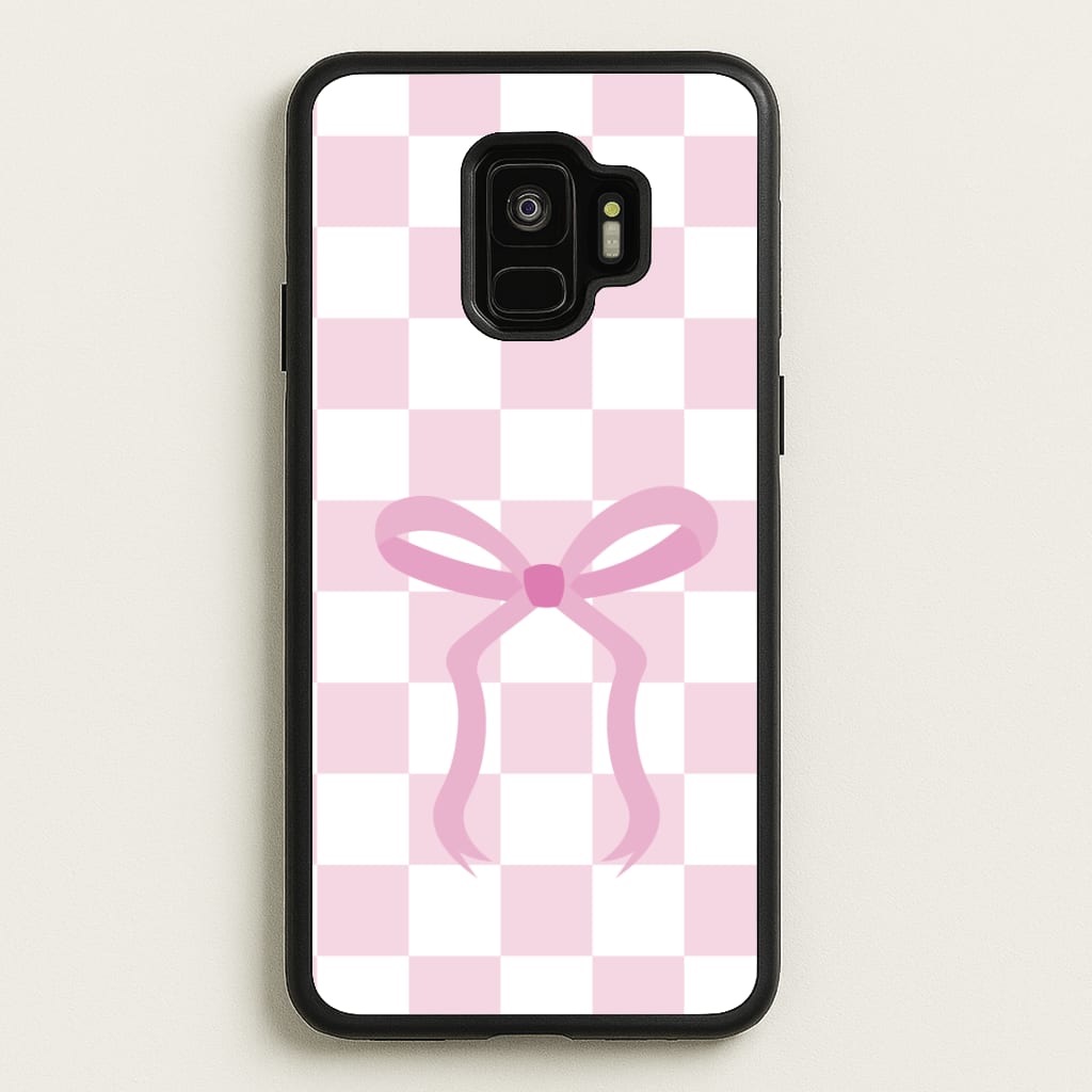 Checkered Coquette Bow Pink Phone Case