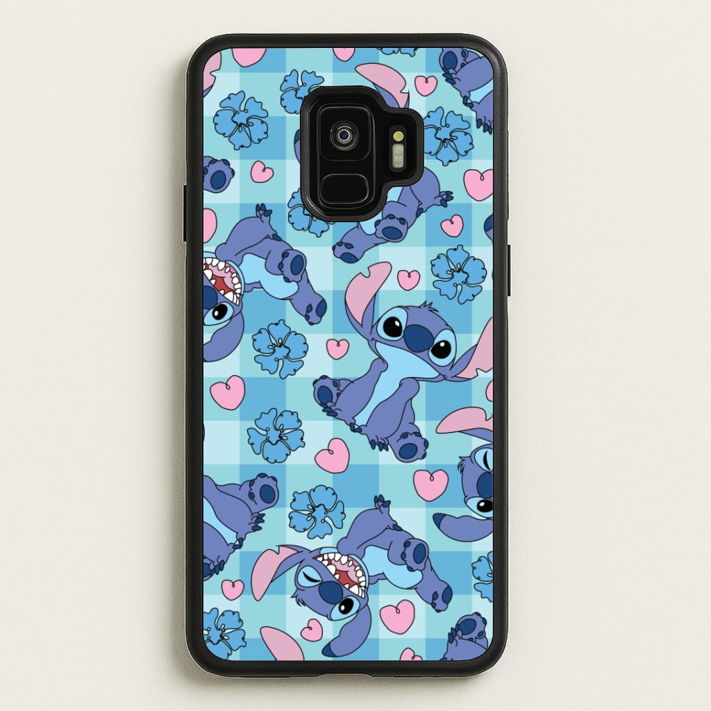 Blue Alien And Hearts Pattern Phone Case