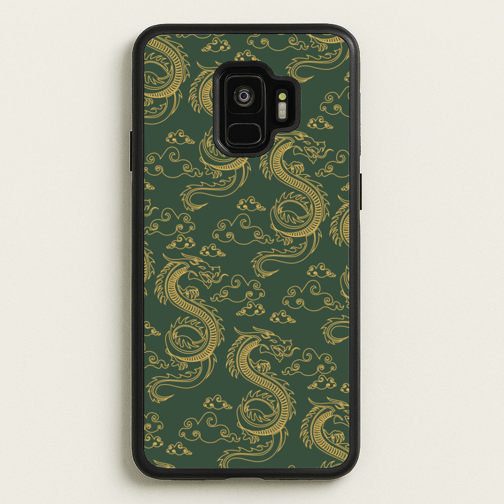 Green And Gold Dragon Pattern Phone Case