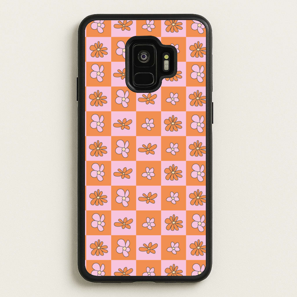 Orange And Pink Checked - Floral Patterns Phone Case