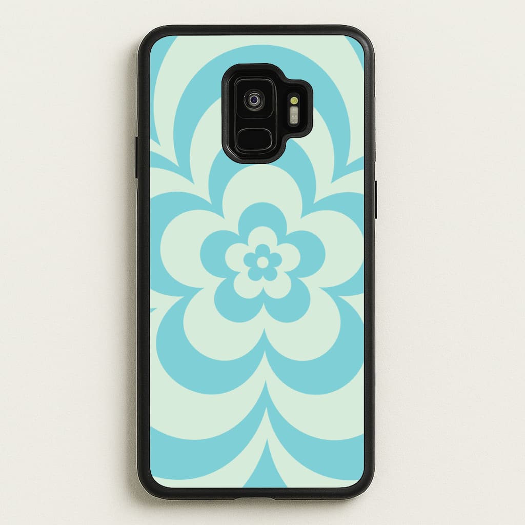 Teal Abstract Flower Pattern Phone Case