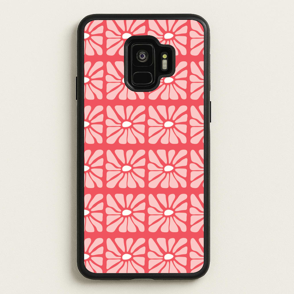 Square Abstract Flowers Pink Phone Case