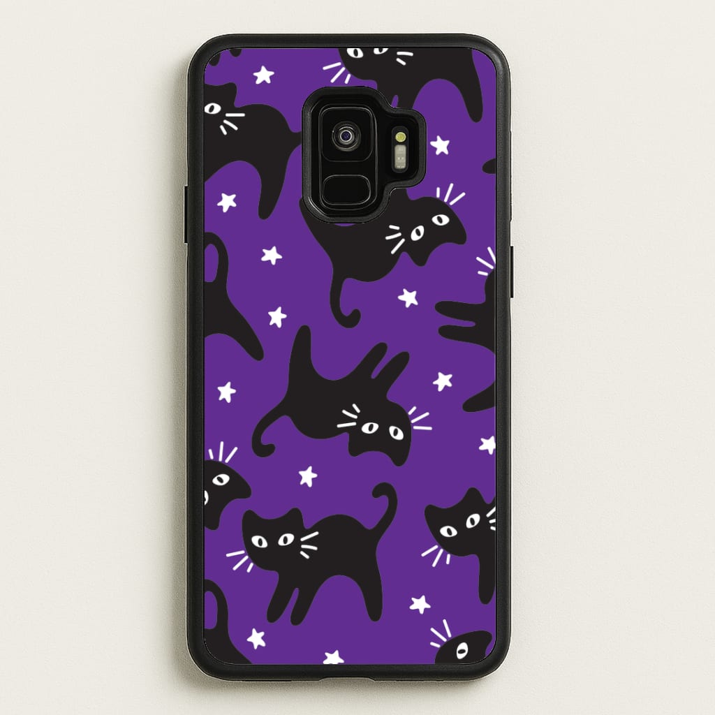 Cartoon Black Cats And Stars Pattern Phone Case