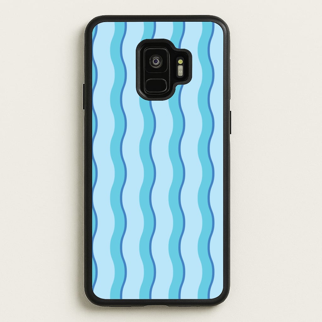 Blue Wavy Stripes Pattern Phone Case