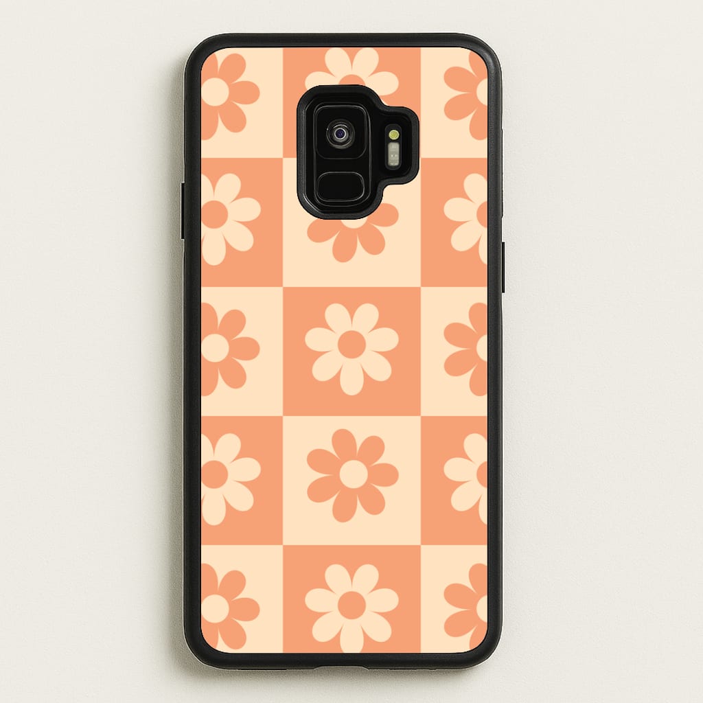 Checkered Flowers Orange Phone Case