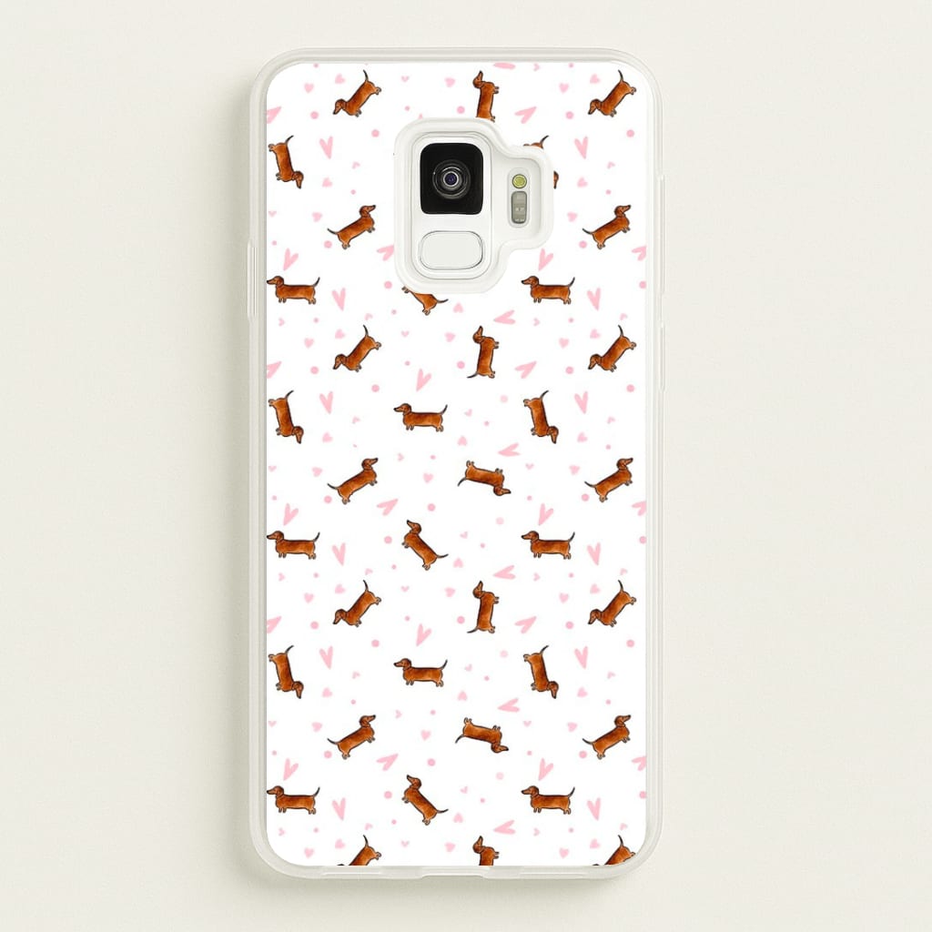 Dachshund Pattern - White Phone Case