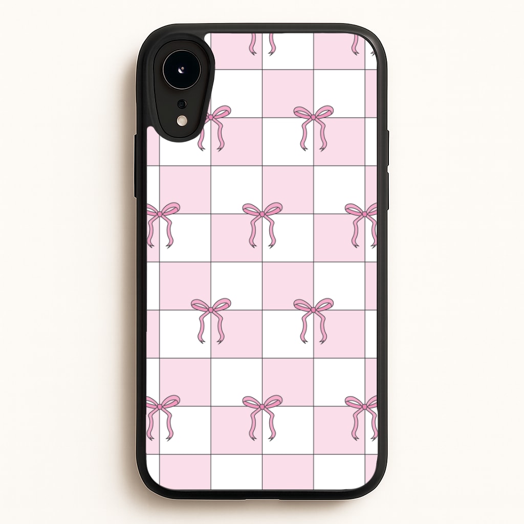 Checkered Pink Coquette Bows Phone Case