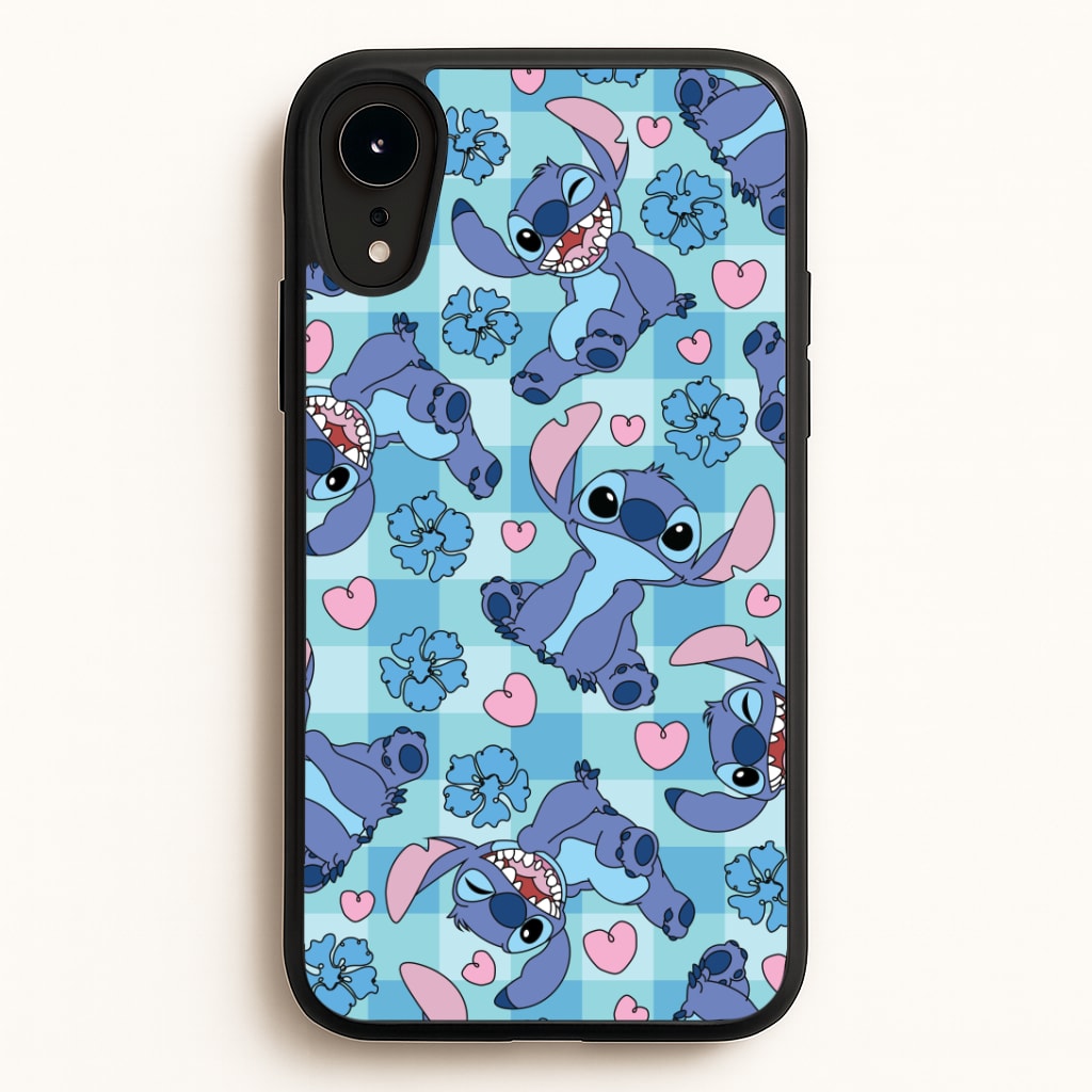 Blue Alien And Hearts Pattern Phone Case
