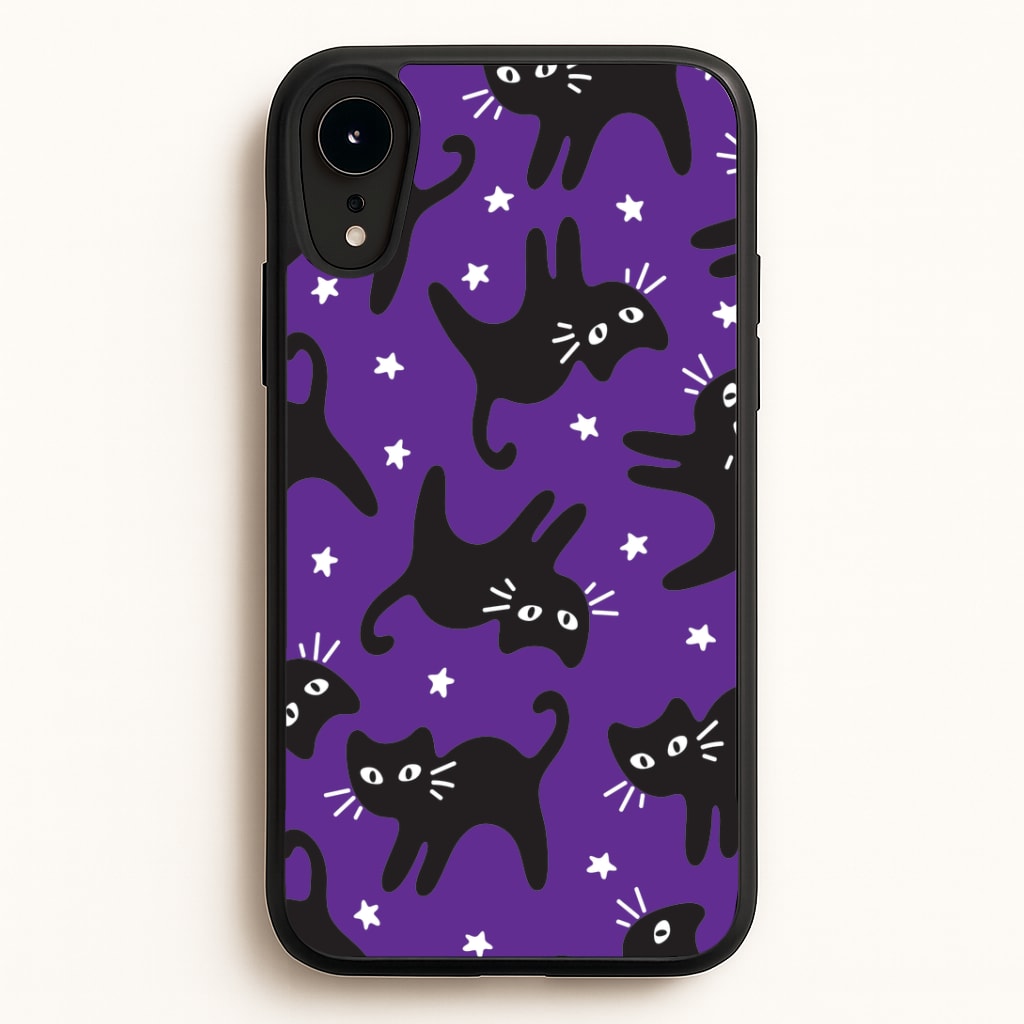 Cartoon Black Cats And Stars Pattern Phone Case