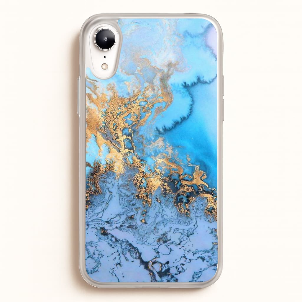 Sea Blue and Gold Marble Phone Case