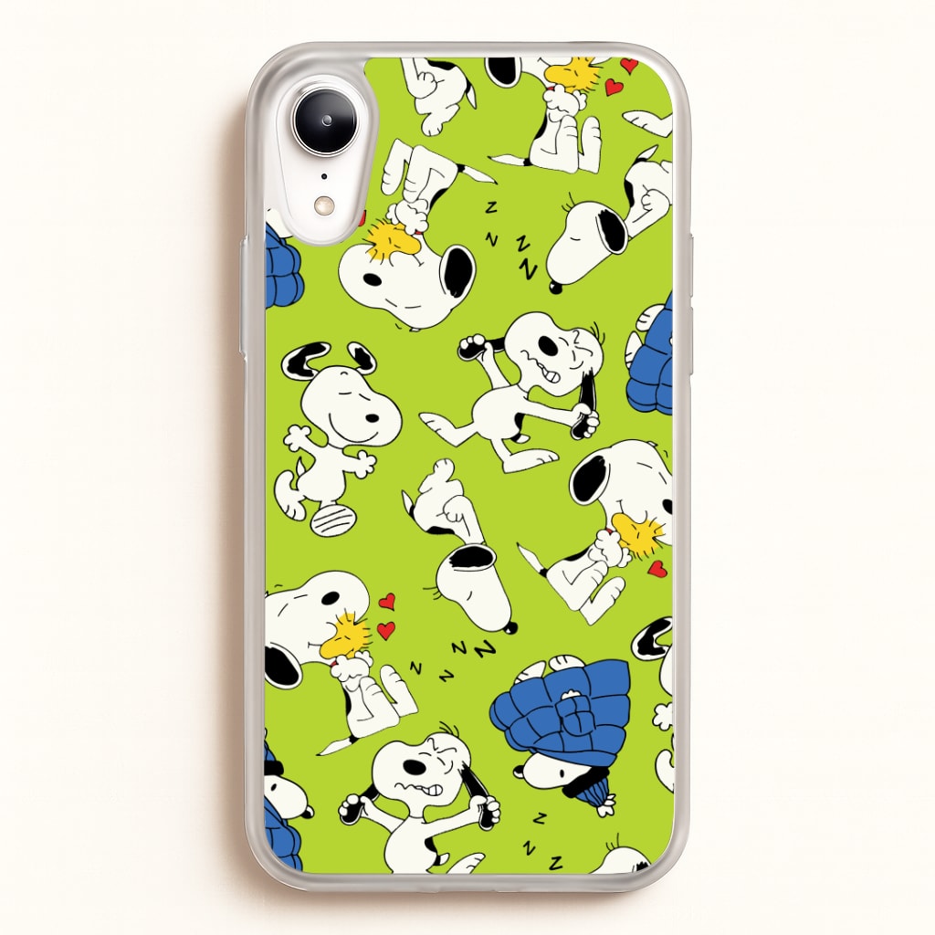 Lime Green Cartoon Beagle Pattern Phone Case