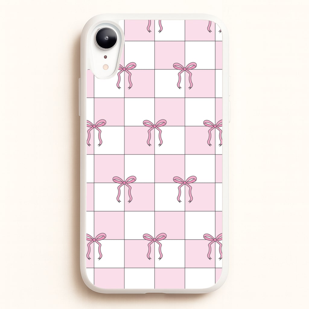 Checkered Pink Coquette Bows Phone Case