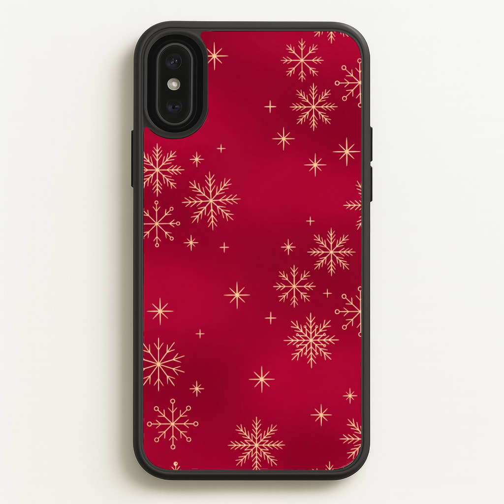 Golden Snowfall Crimson Phone Case