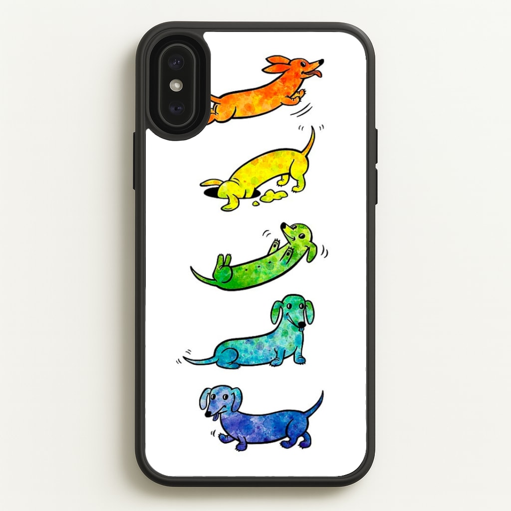 Watercolor Rainbow Dachshunds Phone Case
