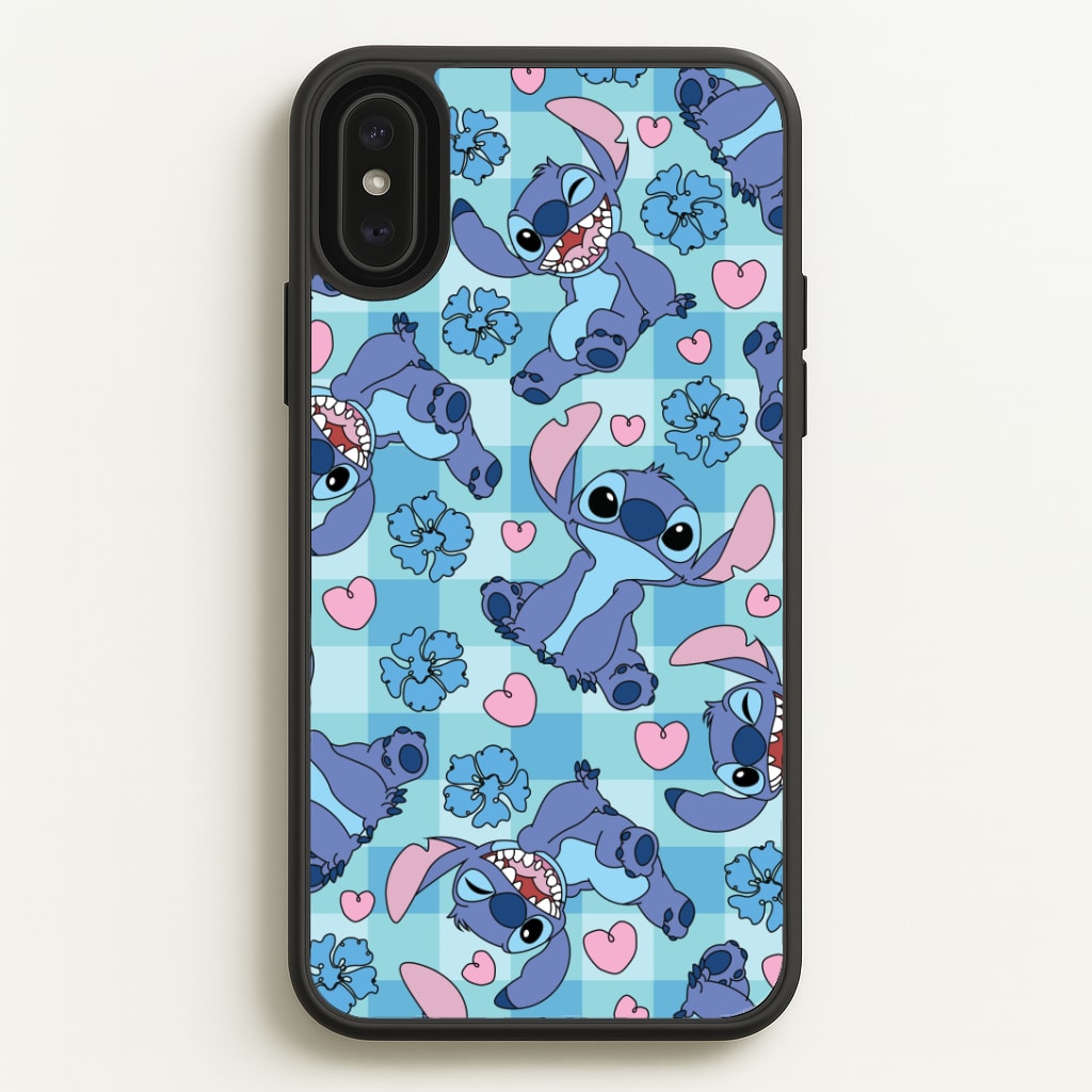 Blue Alien And Hearts Pattern Phone Case
