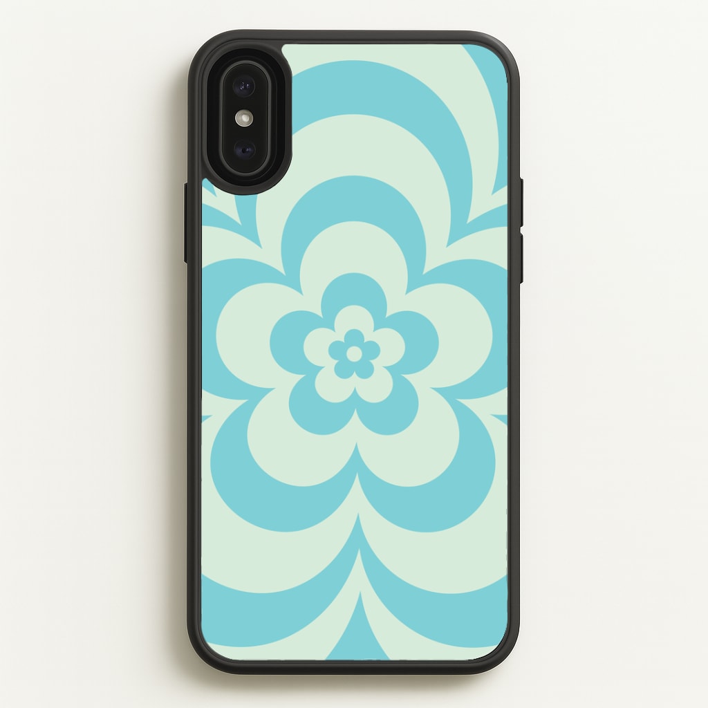 Teal Abstract Flower Pattern Phone Case
