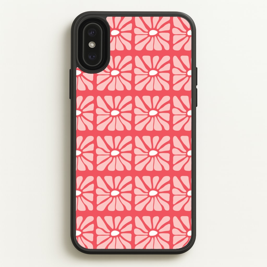 Square Abstract Flowers Pink Phone Case