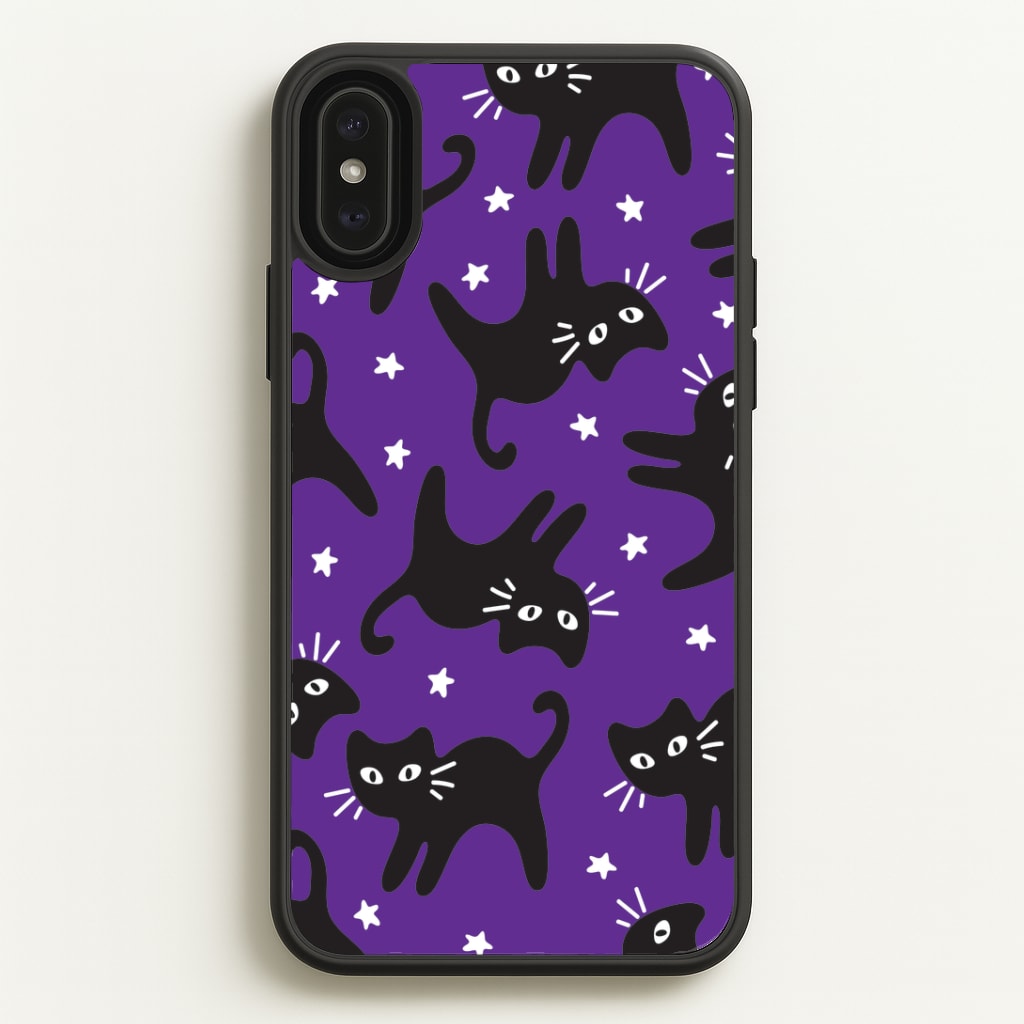 Cartoon Black Cats And Stars Pattern Phone Case