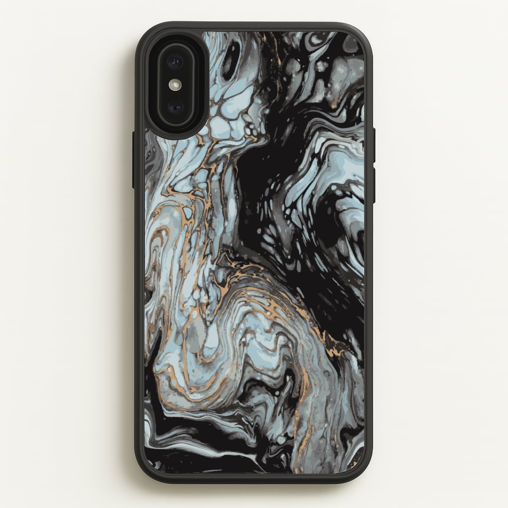 Black And Gold Cloudy Marble Phone Case