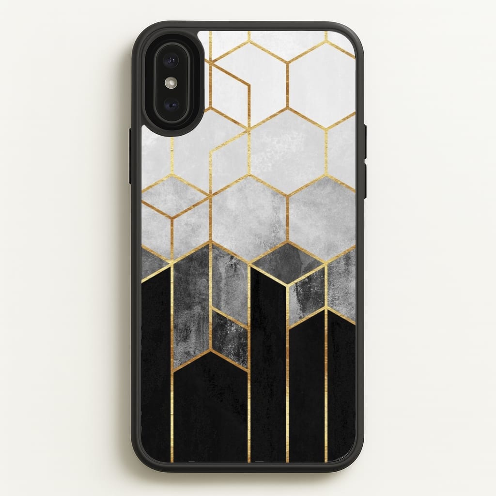 Black White & Gold Honeycomb Pattern Phone Case