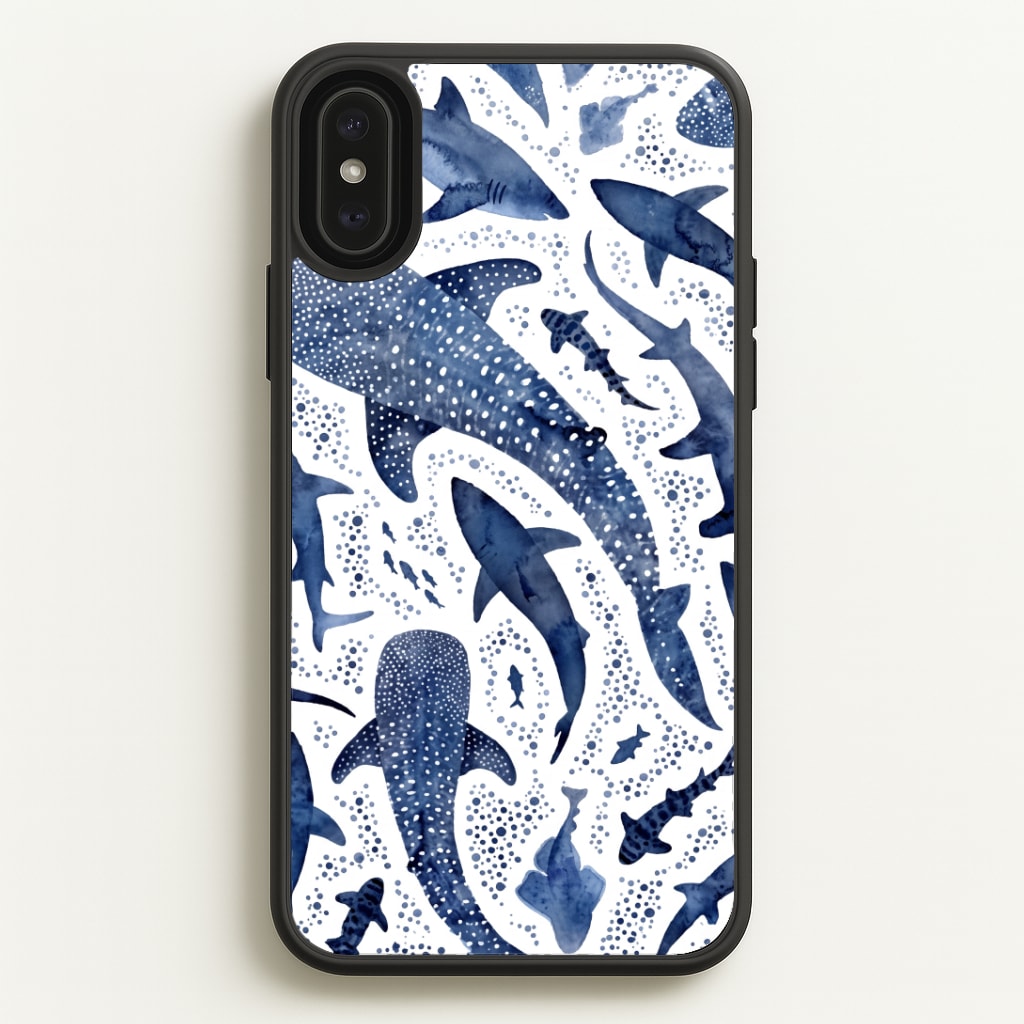 Indigo Watercolour Sharks Phone Case