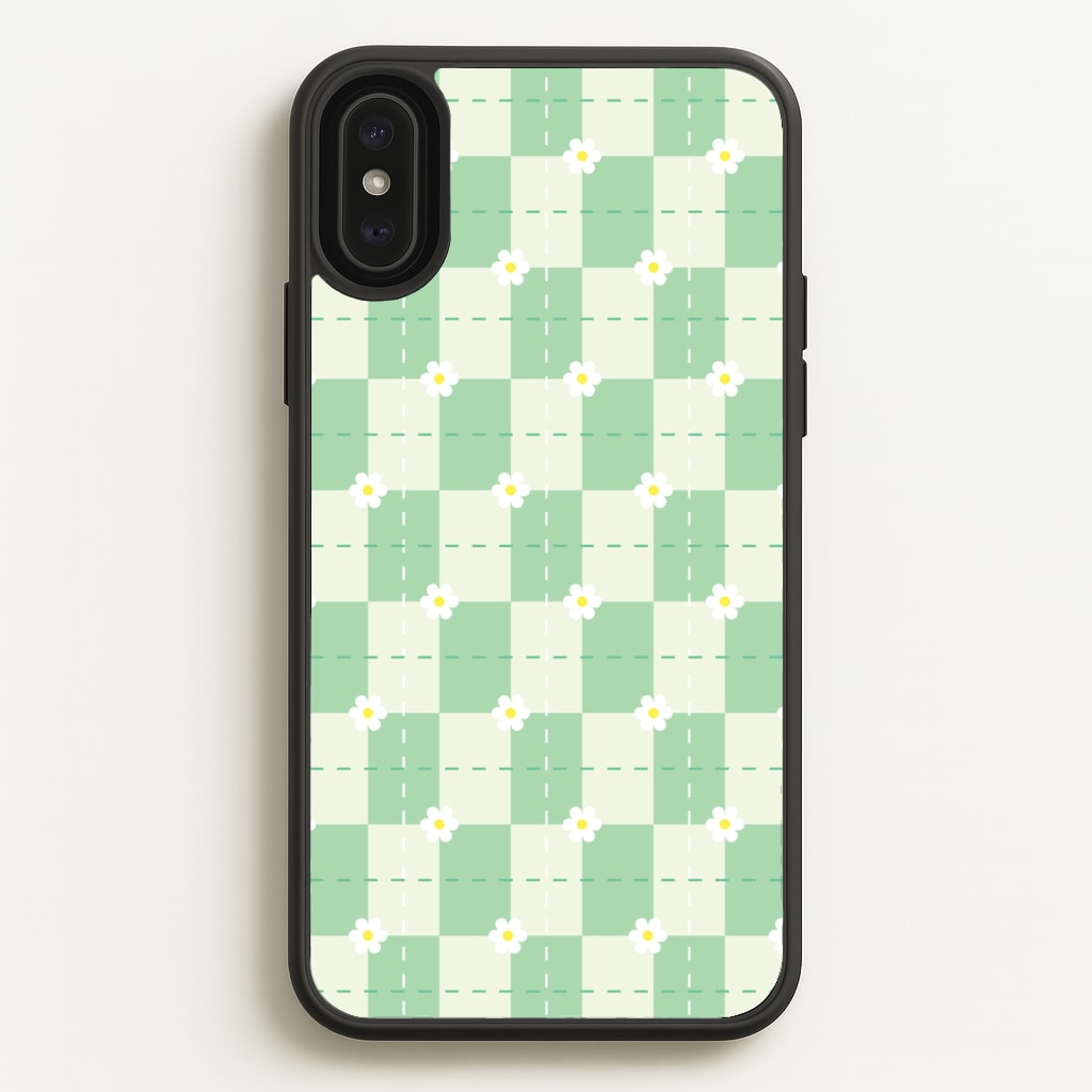 Green Plaid Daisies Phone Case
