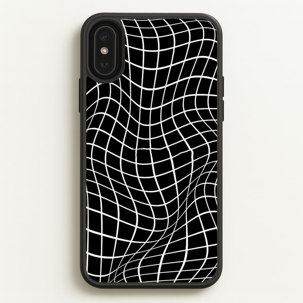 Black Wavy Grid Pattern Phone Case